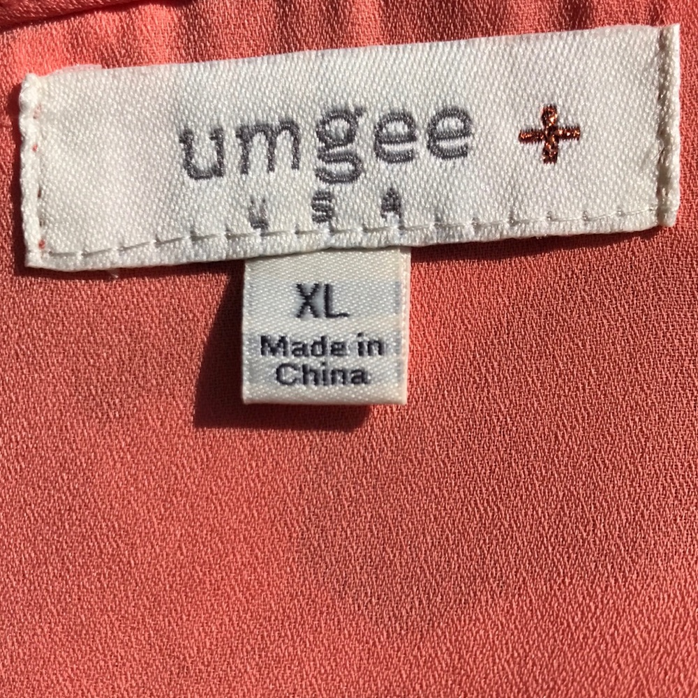Umgee + USA Orange Boho Short Sleeve Tunic Blouse 1X - Picture 8 of 9